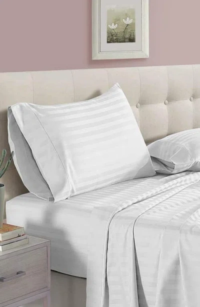 Luxury Home Dobby Stripe Sheet Set In White