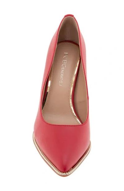 Bcbgeneration Hiarlia Chain Trim Pointed Toe Pump In Red