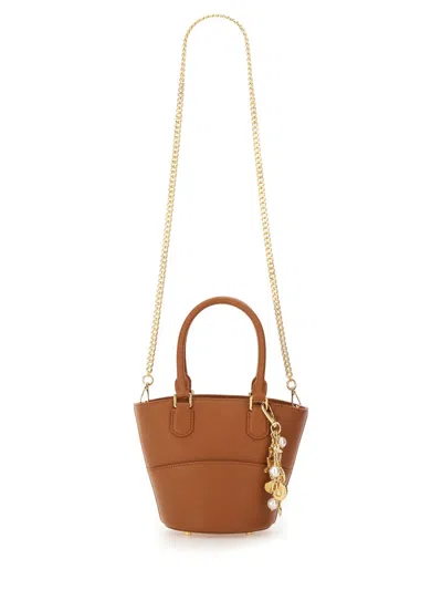 Self-portrait Chain Strap Top Handle Structured Shape In Red