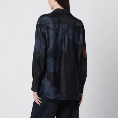 Victoria Beckham Floral Shirt Long Sleeves Collared Neck Pocket In Blue