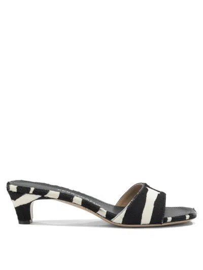 Ferragamo Sandals Open Toe Textured Finish Zebra Pattern In Multi