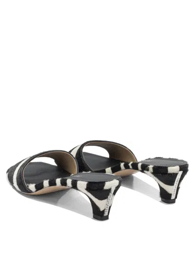 Ferragamo Sandals Open Toe Textured Finish Zebra Pattern In Multi