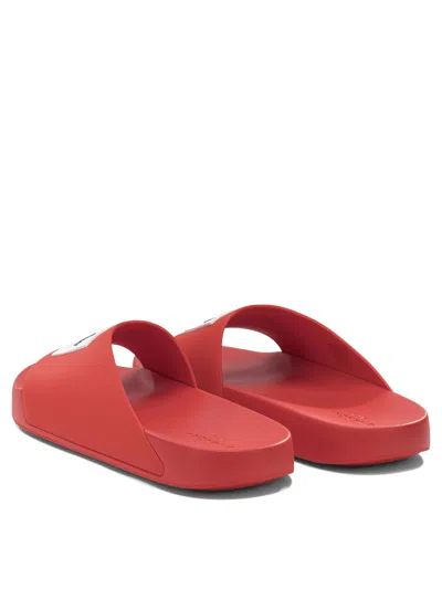 Givenchy Red Polyurethane Label Slide Flat Sandal In Pink