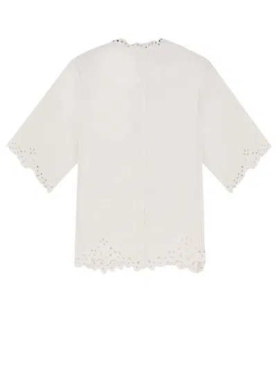 Isabel Marant Étoile Blusa Bianca A Maniche Corte Con Scollo A V E Orlo Smerlato Marant Etoile In White