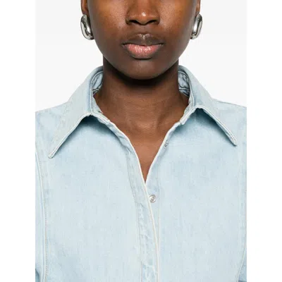 Bite Studios Puff-sleeve Denim Shirt In Blue