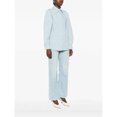 Bite Studios Puff-sleeve Denim Shirt In Blue