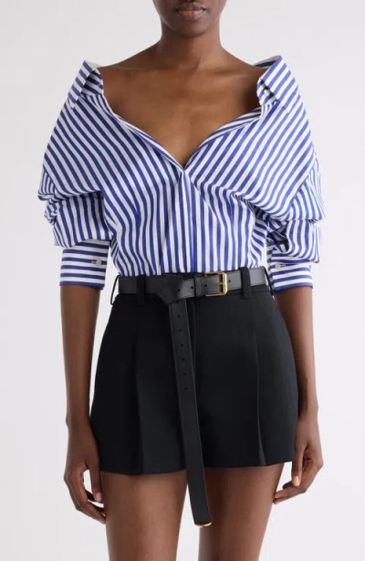 Givenchy Long Sleeve Striped Shirt Buttoned Cuffs Collar In Blue
