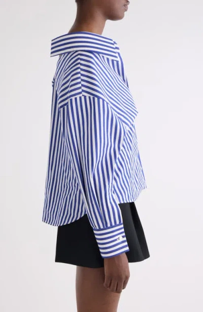 Givenchy Long Sleeve Striped Shirt Buttoned Cuffs Collar In Blue