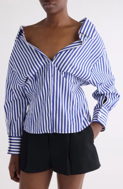Givenchy Long Sleeve Striped Shirt Buttoned Cuffs Collar In Blue