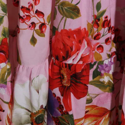 Roberto Cavalli Miami Flowers High Waist Tiered Midi Skirt In Multi