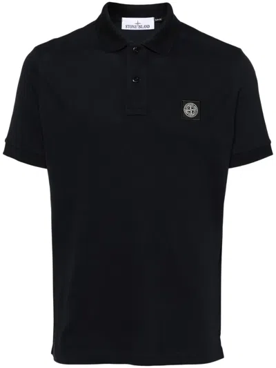Stone Island Mens Black Brand-patch Regular-fit Stretch-cotton Polo Shirt Xl In Black