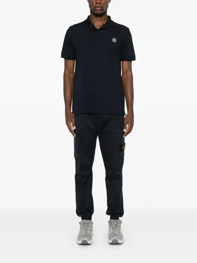 Stone Island Mens Black Brand-patch Regular-fit Stretch-cotton Polo Shirt Xl In Black