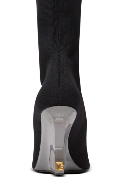 Balmain Knitted Wedge Over-the-knee Boots In Black