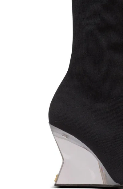 Balmain Knitted Wedge Over-the-knee Boots In Black