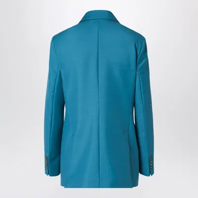 Max Mara Turquoise Wool-blend Double-breasted Jacket In Blue