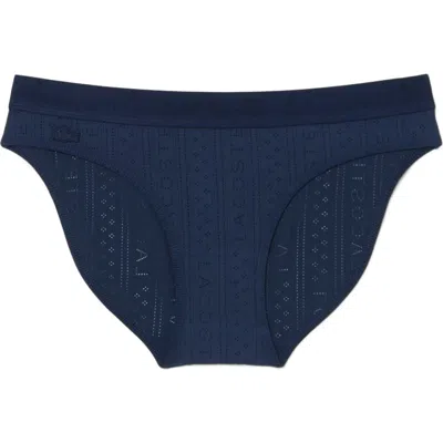 Lacoste Textured Bikini Briefs In Blue