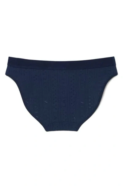Lacoste Textured Bikini Briefs In Blue