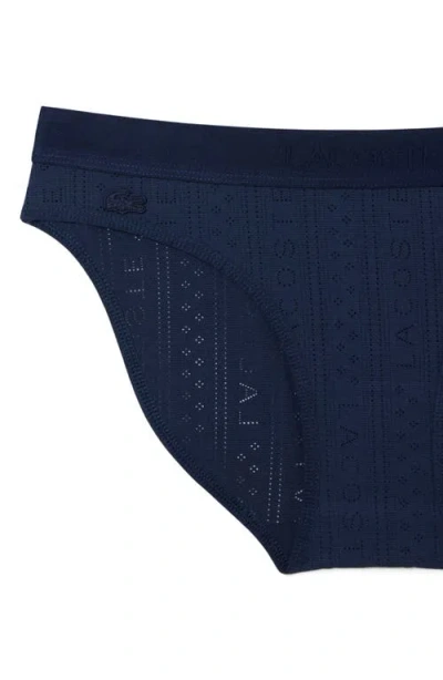 Lacoste Textured Bikini Briefs In Blue