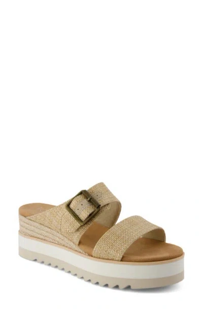 Toms Women's Diana Mule Buckle Wedge Sandal Almond Raffia In Brown