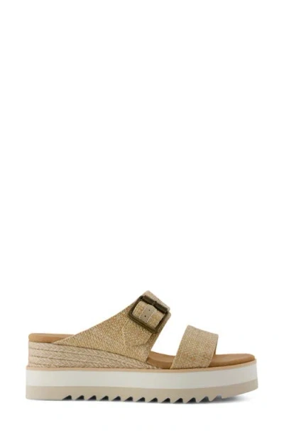 Toms Women's Diana Mule Buckle Wedge Sandal Almond Raffia In Brown
