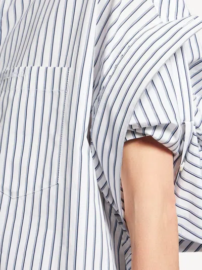 Balenciaga Women White Shirt With Button-down Collar Striped Motif And Front Pocket In Cotton Woman In Multi