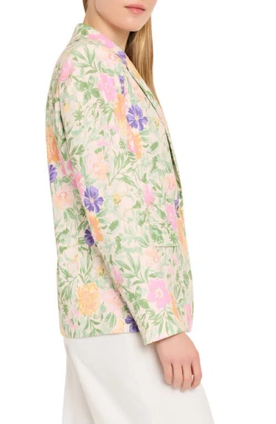 Tahari Asl Floral One-button Blazer In Pink