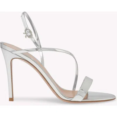 Gianvito Rossi Silver Solid Open Round Toe Heels In Multi