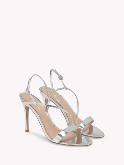 Gianvito Rossi Silver Solid Open Round Toe Heels In Multi