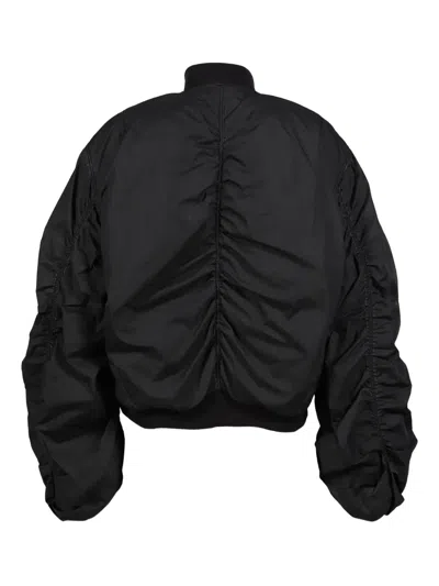 We11 Done Gathered-effect Bomber Jacket In Black