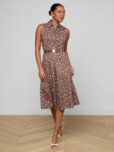L'agence Kylo Polka Dot Belted Shirtdress In Multi