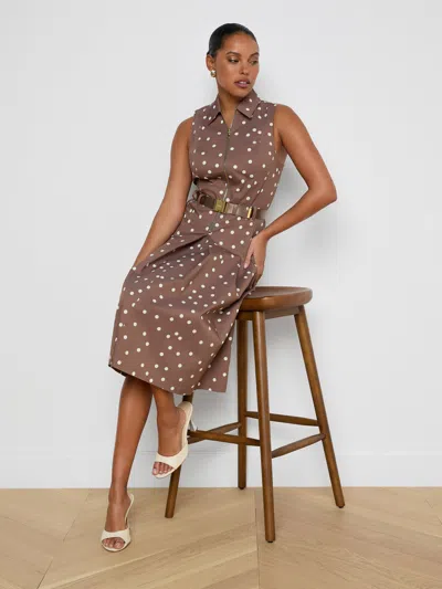 L'agence Kylo Polka Dot Belted Shirtdress In Multi