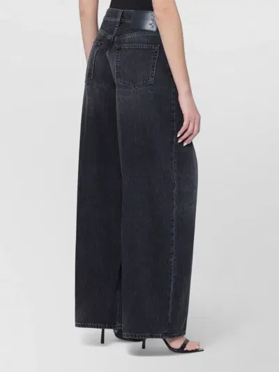 Haikure 'korea' Grey Jeans With Faded Effect And Logo Patch On The Back In Cotton Woman In Black