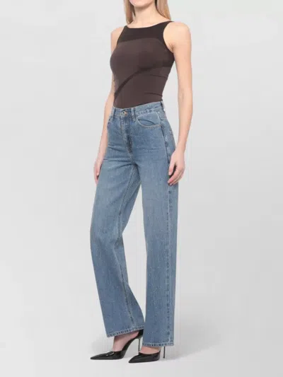 Self-portrait Womens Self Portrait Rhinestone Straight-leg Denim Jeans In Blue