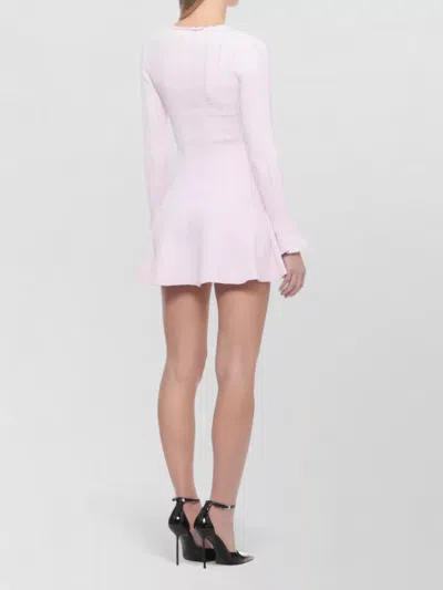 Self-portrait Neutrals Textured Knit Flared Sleeves Mini Dress In Pink