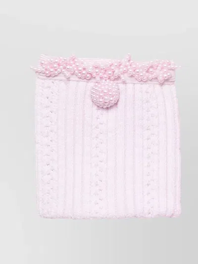 Self-portrait Neutrals Textured Knit Flared Sleeves Mini Dress In Pink