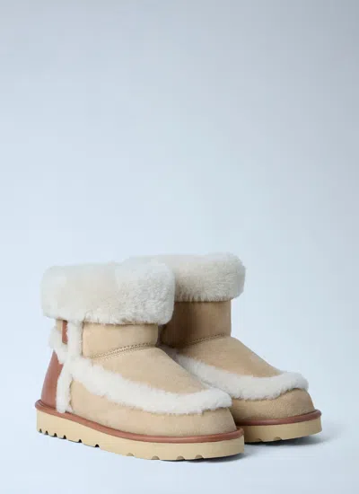 Chloé Dolcie Shearling-trimmed Suede Ankle Boots In Multi