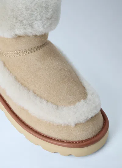 Chloé Dolcie Shearling-trimmed Suede Ankle Boots In Multi