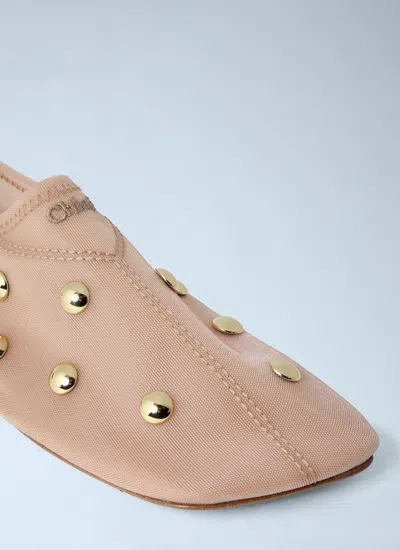 Chloé Rita Blushy Beige Ballet Flats In Transparent Mesh Women In Neutral