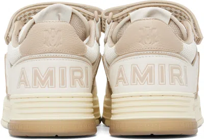 Amiri Men 'skyline' Beige Sneaker With Maxi Logo On The Side And Velcro Strap With Logo In Leather M In White