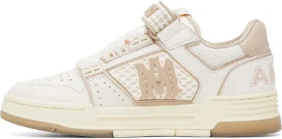 Amiri Men 'skyline' Beige Sneaker With Maxi Logo On The Side And Velcro Strap With Logo In Leather M In White
