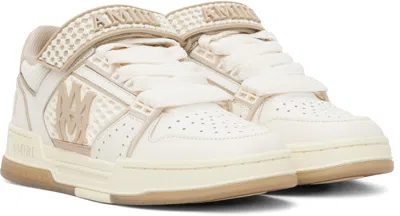 Amiri Men 'skyline' Beige Sneaker With Maxi Logo On The Side And Velcro Strap With Logo In Leather M In White