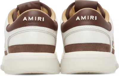 Amiri Men 'classic Low' White Sneaker With Maxi Logo On The Side And Tone-on-tone Ma Quad Motif In L In Brown