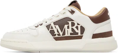 Amiri Men 'classic Low' White Sneaker With Maxi Logo On The Side And Tone-on-tone Ma Quad Motif In L In Brown