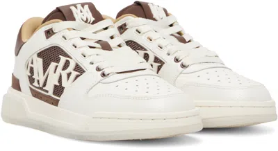 Amiri Men 'classic Low' White Sneaker With Maxi Logo On The Side And Tone-on-tone Ma Quad Motif In L In Brown