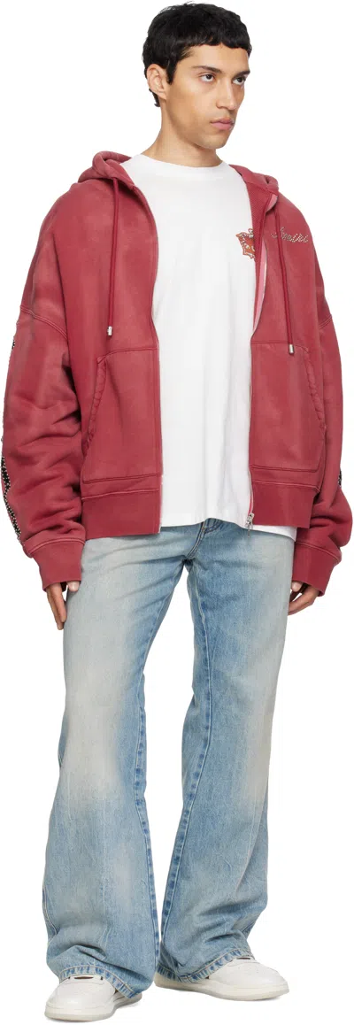 Amiri Men 'classic Low' White Sneaker With Maxi Logo On The Side And Tone-on-tone Ma Quad Motif In L In Brown