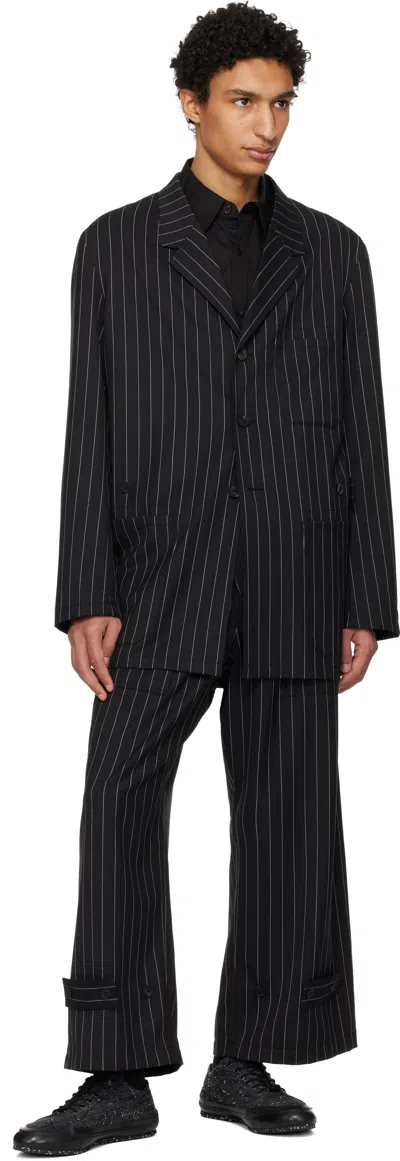 Y-3 Black Pinstripe Refined Wool Chore Blazer In Black