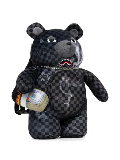 Sprayground Checkered Bear Backpack In Black