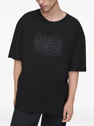 Maison Margiela Classic Black T-shirt With Round Neckline And Short Sleeves In Black