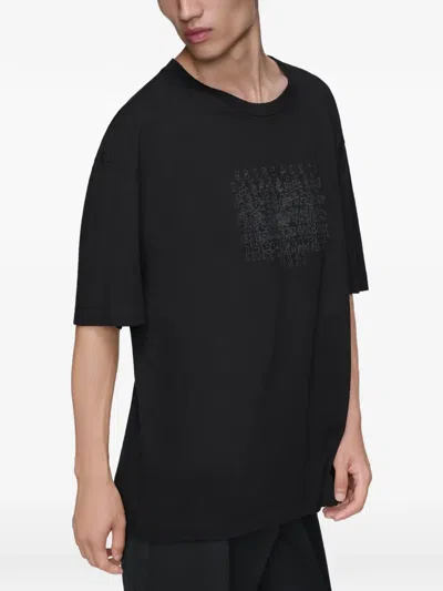 Maison Margiela Classic Black T-shirt With Round Neckline And Short Sleeves In Black