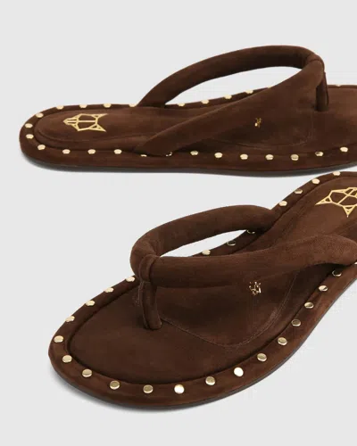 Naked Wolfe Grenada Studded Padded-strap Flip-flops In Brown